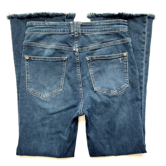 Anthropologie Pilcro The Icon Dark Wash High Rise Flare Jeans Patch Pocket 28 - Picture 9 of 15